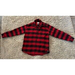 Weatherproof Vintage red &black Men's Heavyweight Flannel Fleece Shirt  size M
